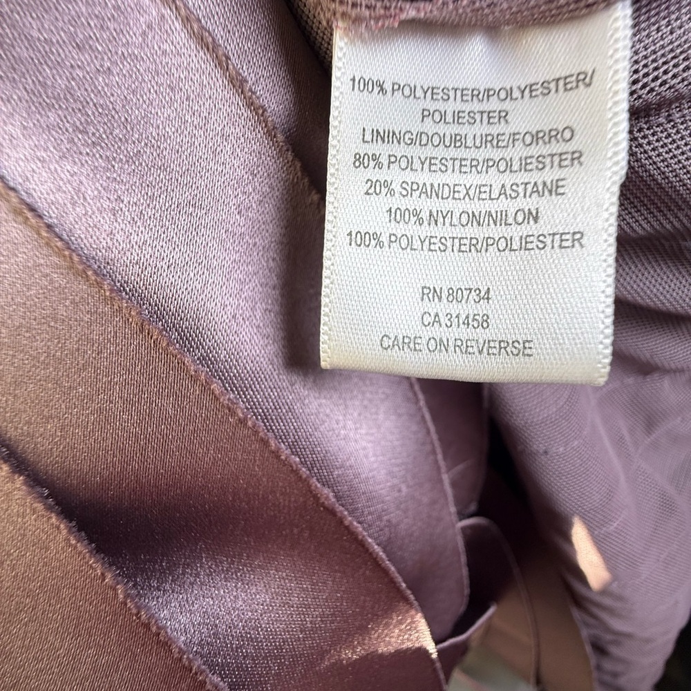 BCBGMaxAzria Strapless MauvePurple Satin Dress with Beaded Waist - Picture 5 of 7